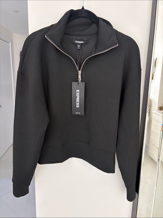 Express Tops - NWT Express Black Zip-Neck Pullover